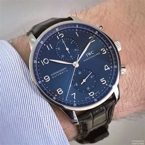 iwc portuguese chronograph blue.